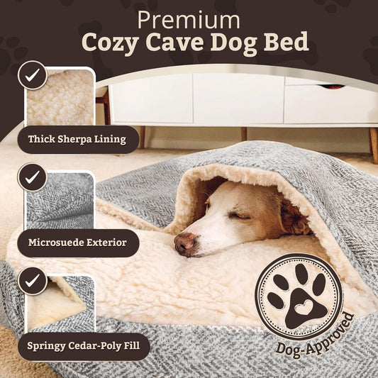 Cozy Cave Luxury Microsuede Pet Bed for Small Dogs - Show Dog Collection in Elegant Palmer Dove