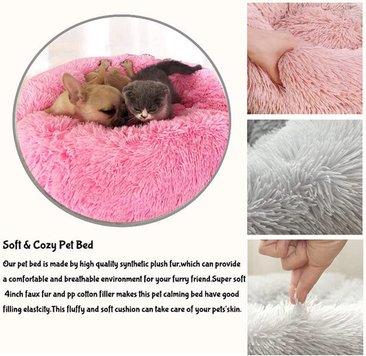 Cozy Calming Dog Bed for Medium Dogs - Soft Anti-Anxiety Donut Cuddler Bed, 28 Inch Dark Grey Clearance
